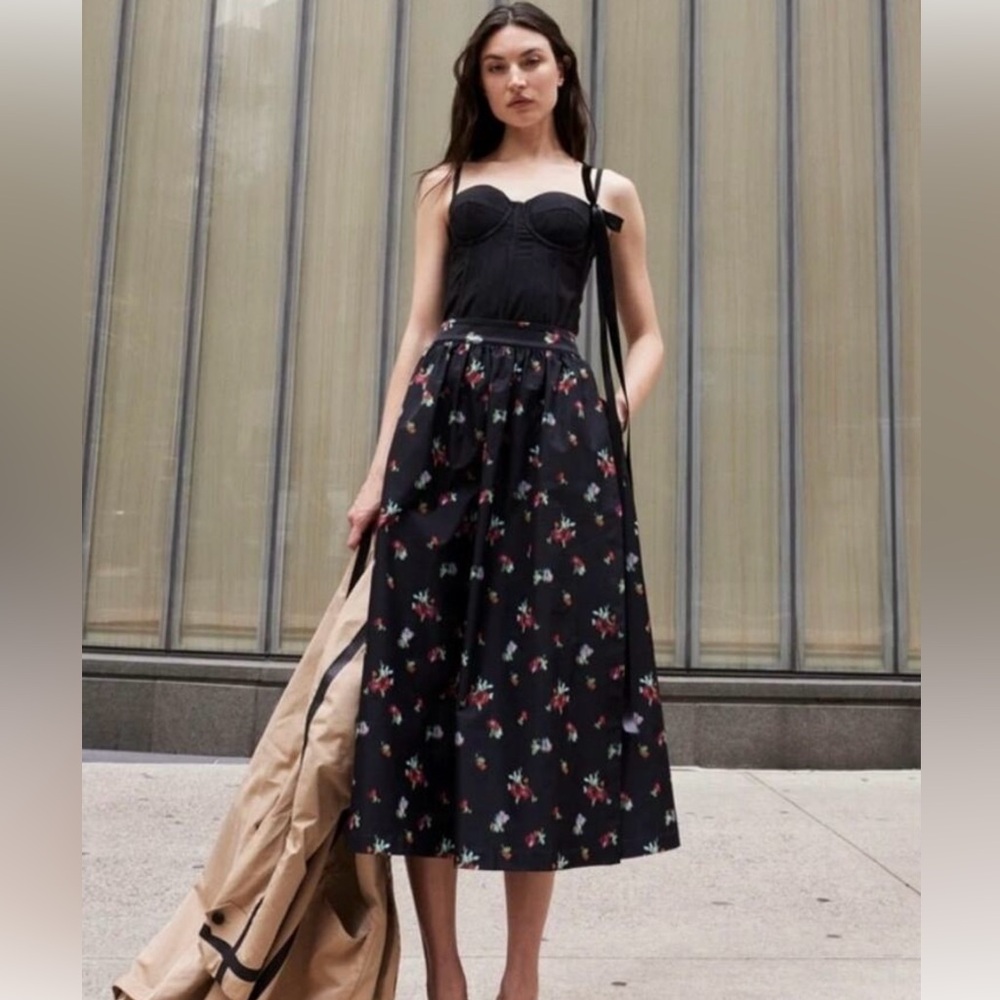 Hill House Krista Floral Taffeta skirt size medium